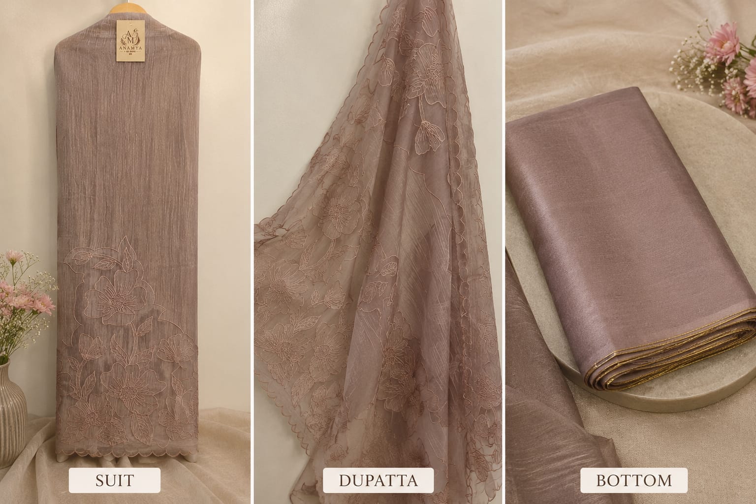 Shimmer Tissue Suit Set with Silk Bottom