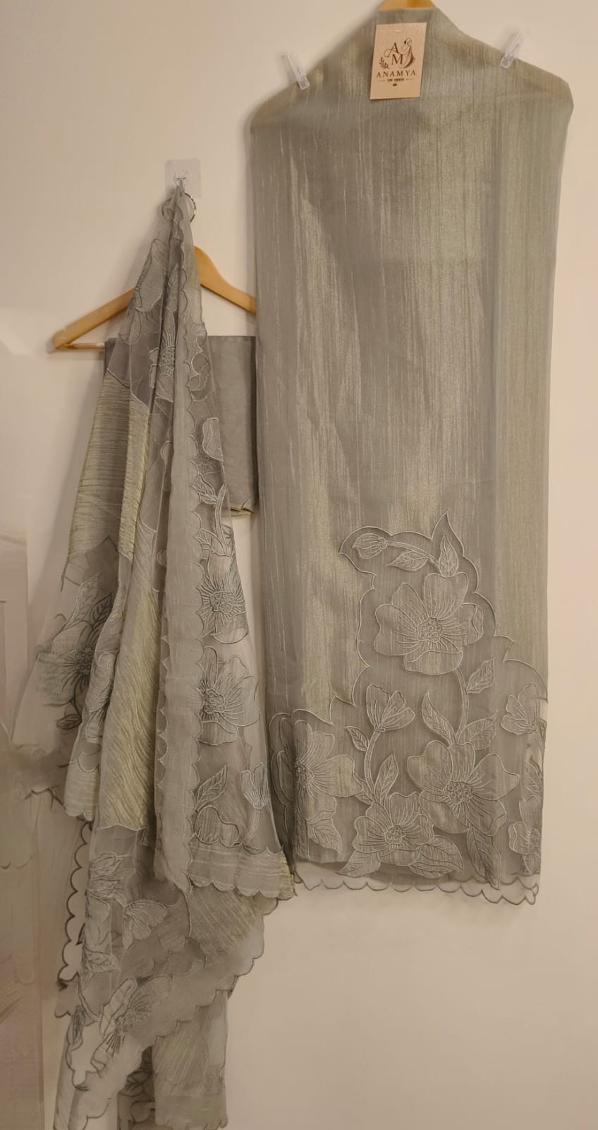 Shimmer Tissue Suit Set with Silk Bottom